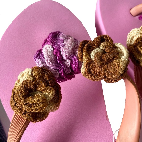 new Lucky Brand ♧ Floral Crochet Trim Platform Flip Flop ♧ Rose Pink ♧ Size 6 - Picture 4 of 16
